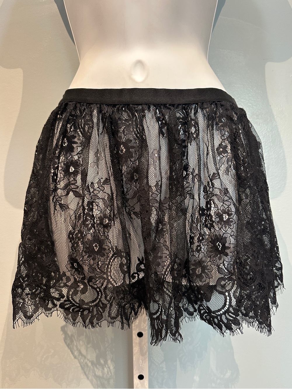 Mapale Black Lace Sheer Backless Skirt Small/Medium NWOT